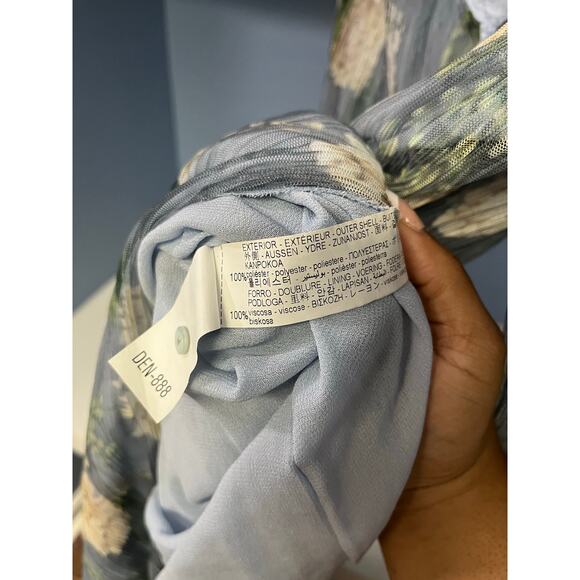 Zara Collection Women S Floral Kimono Maxi Dress Muted Pleated Sheer Beach Rare - Picture 10 of 14